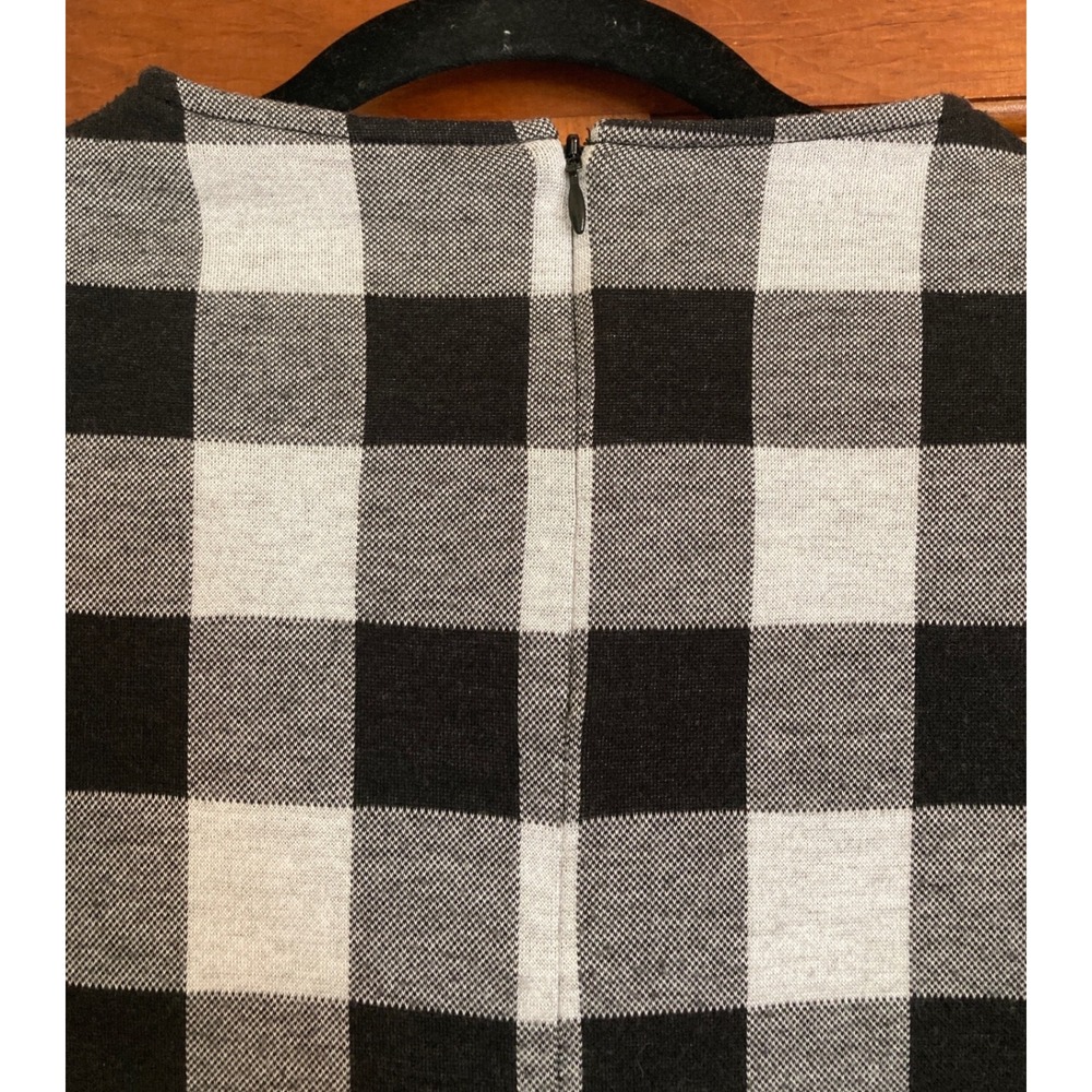 Crown & Ivy Womens S Bell Sleeve Top Black White Buffalo Check Gingham Plaid - Picture 5 of 7